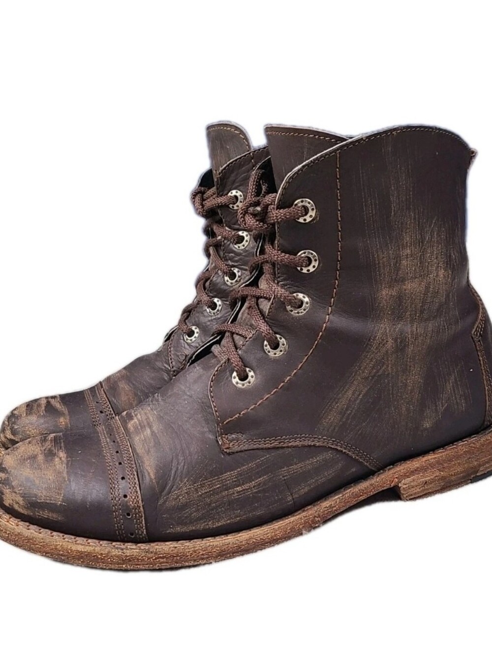 $375 BED STU BOOTS Mens 11 Lace Up Boots Crecy Handmade Goodyear Welt Cap Toe